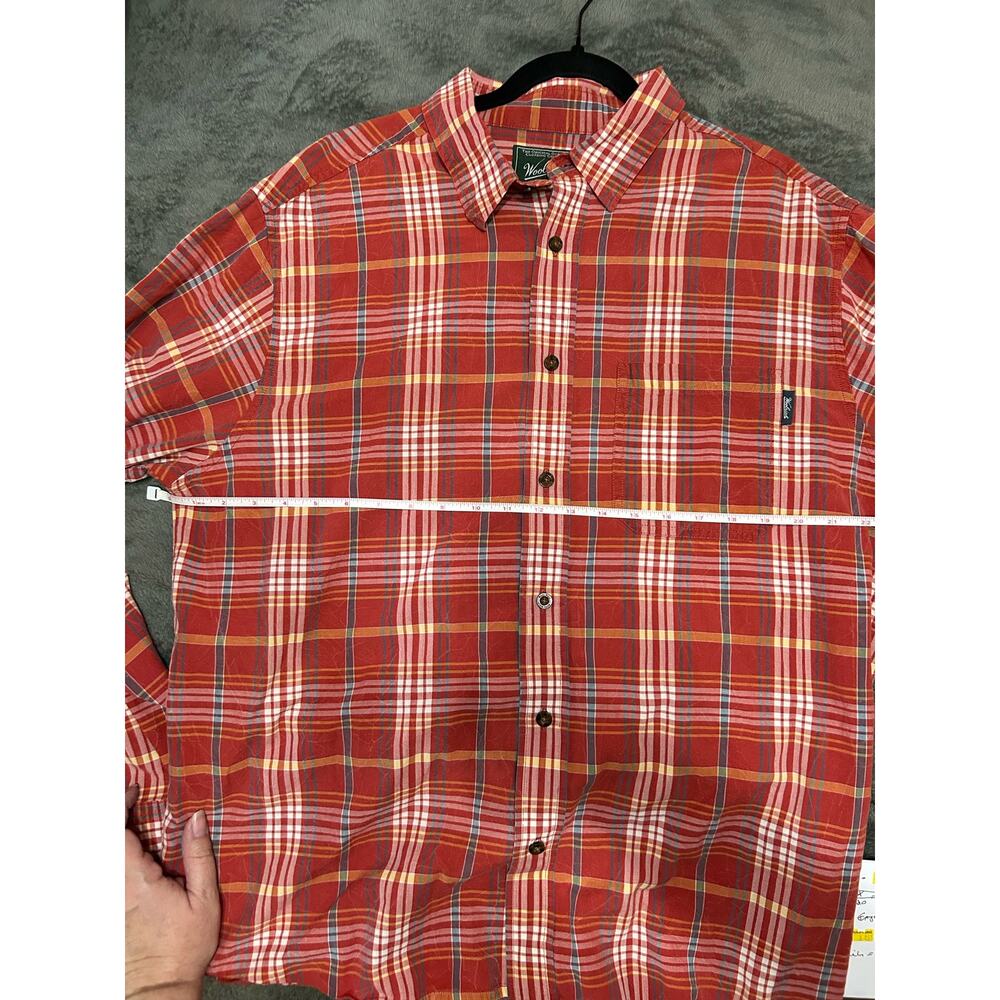 Woolrich Men’s red multicolored Long Sleeve Button down, size XL - Picture 7 of 9